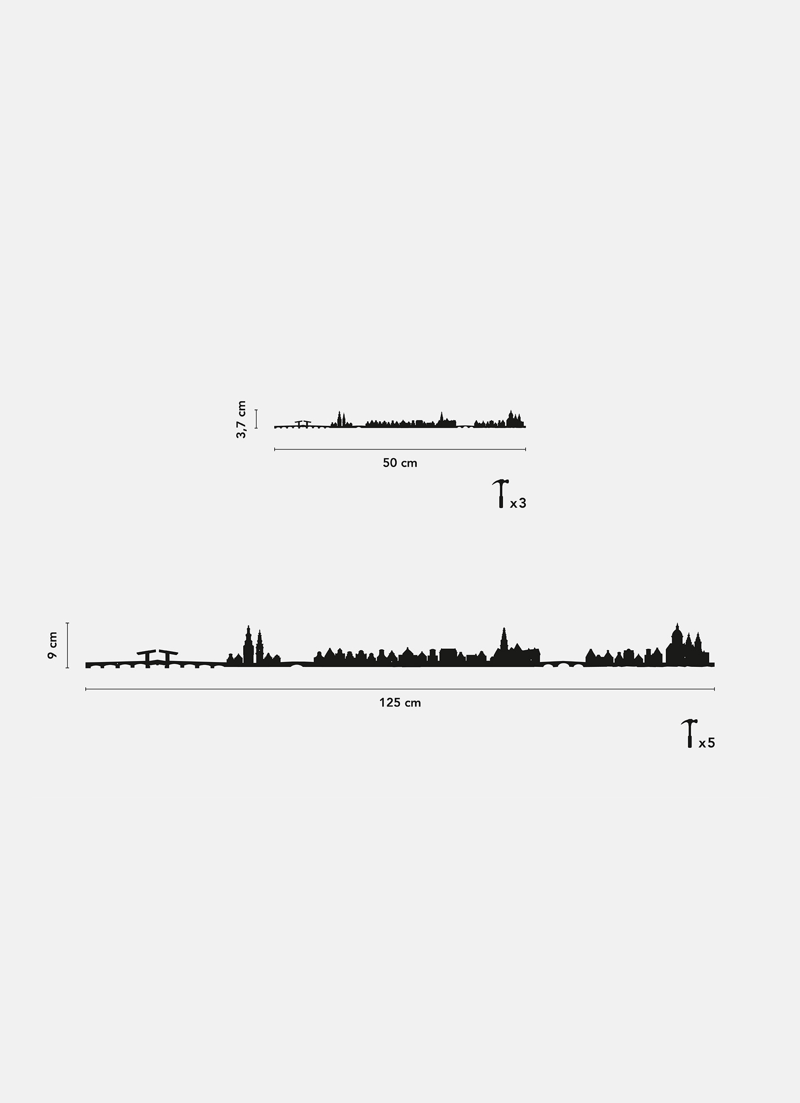 Différentes dimensions de la ligne décorative de Amsterdam