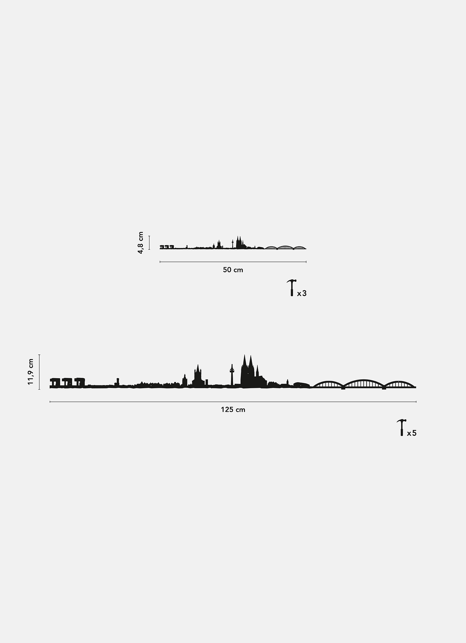 Different dimension of the Cologne doré wall decoration