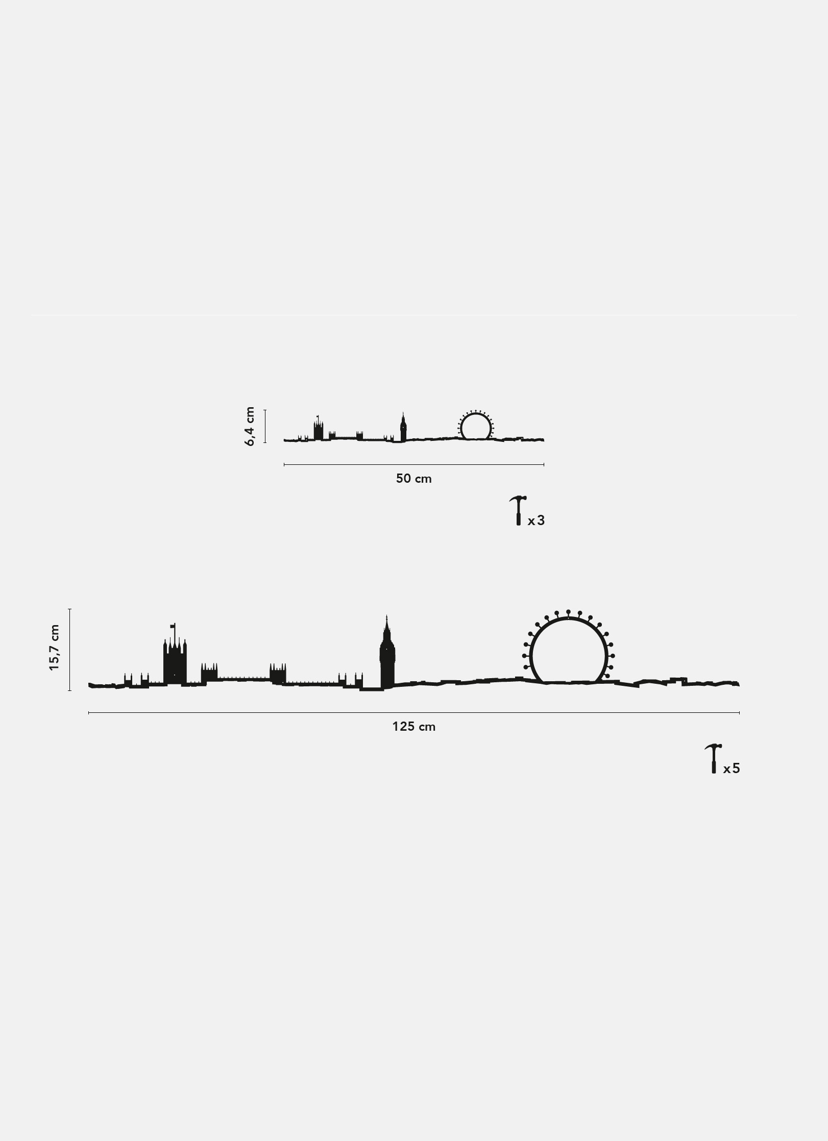 Différentes dimensions de la ligne décorative de London doré