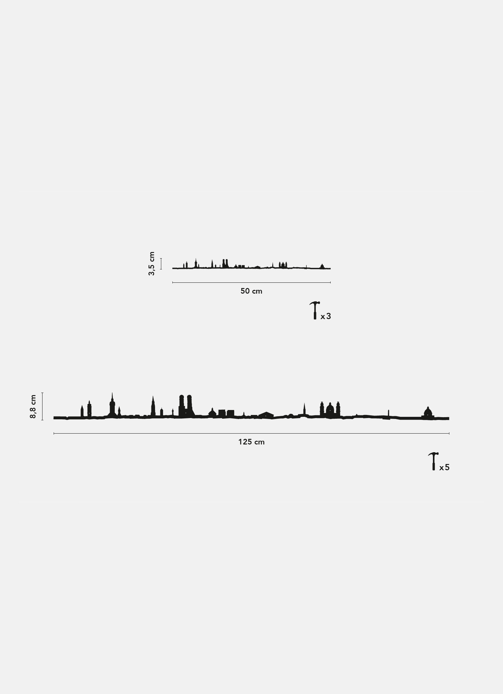 Différentes dimensions de la ligne décorative de Munich