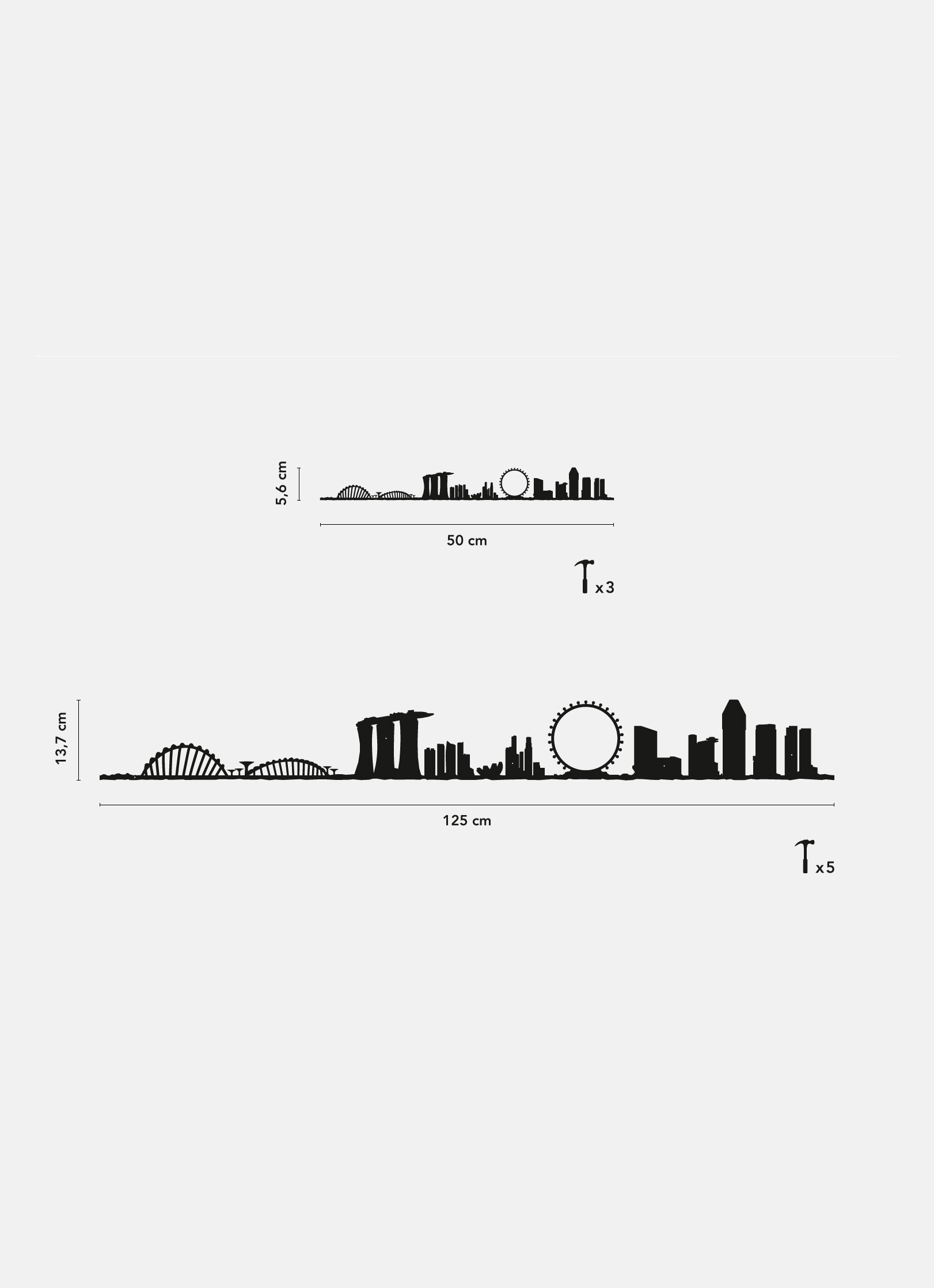 Différentes dimensions de la ligne décorative de Singapore