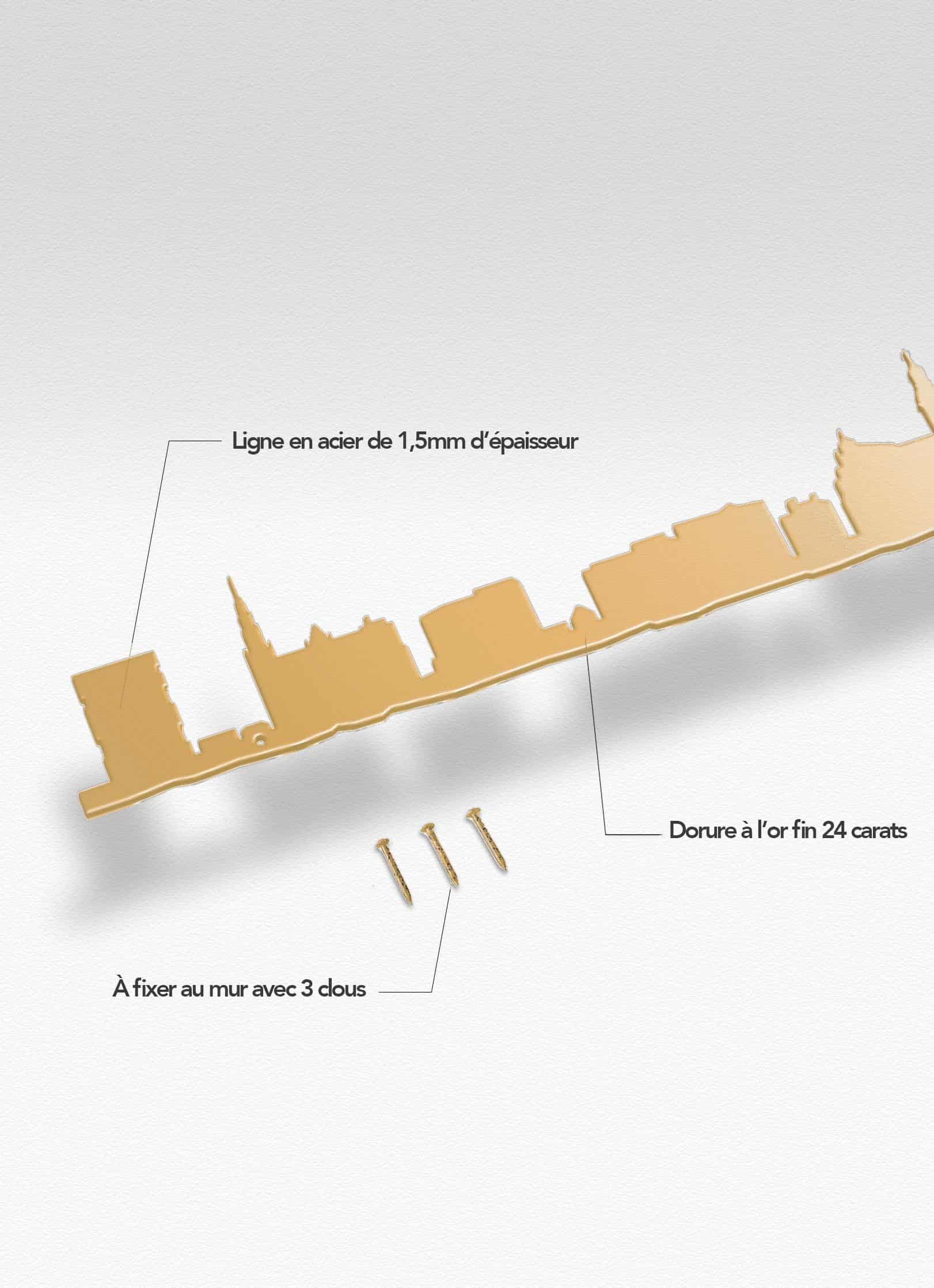 Présentation de la silhouette murale de la ville de Anvers doré