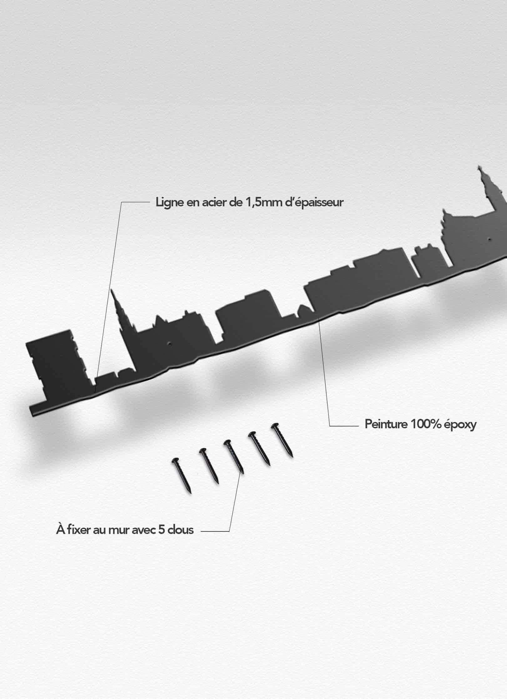 Présentation de la silhouette murale de la ville de Anvers XL