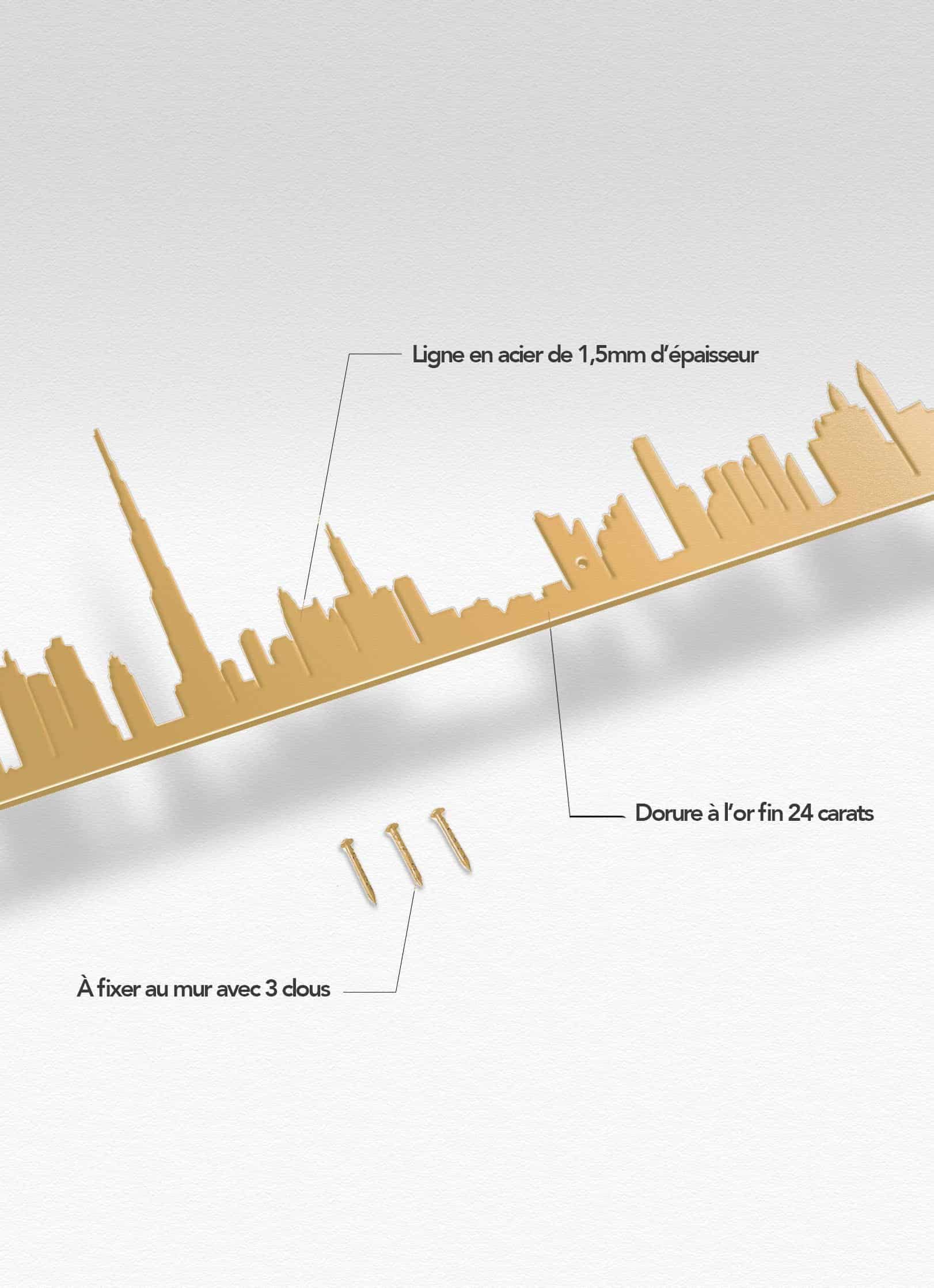 Presentation of the skyline of Dubai doré