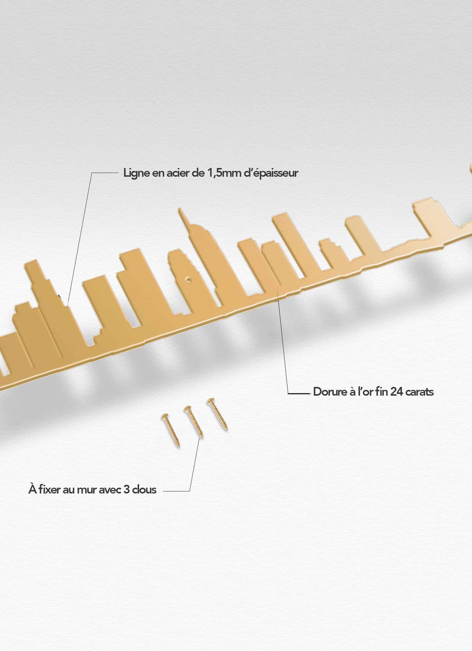 Presentation of the skyline of Los Angeles doré
