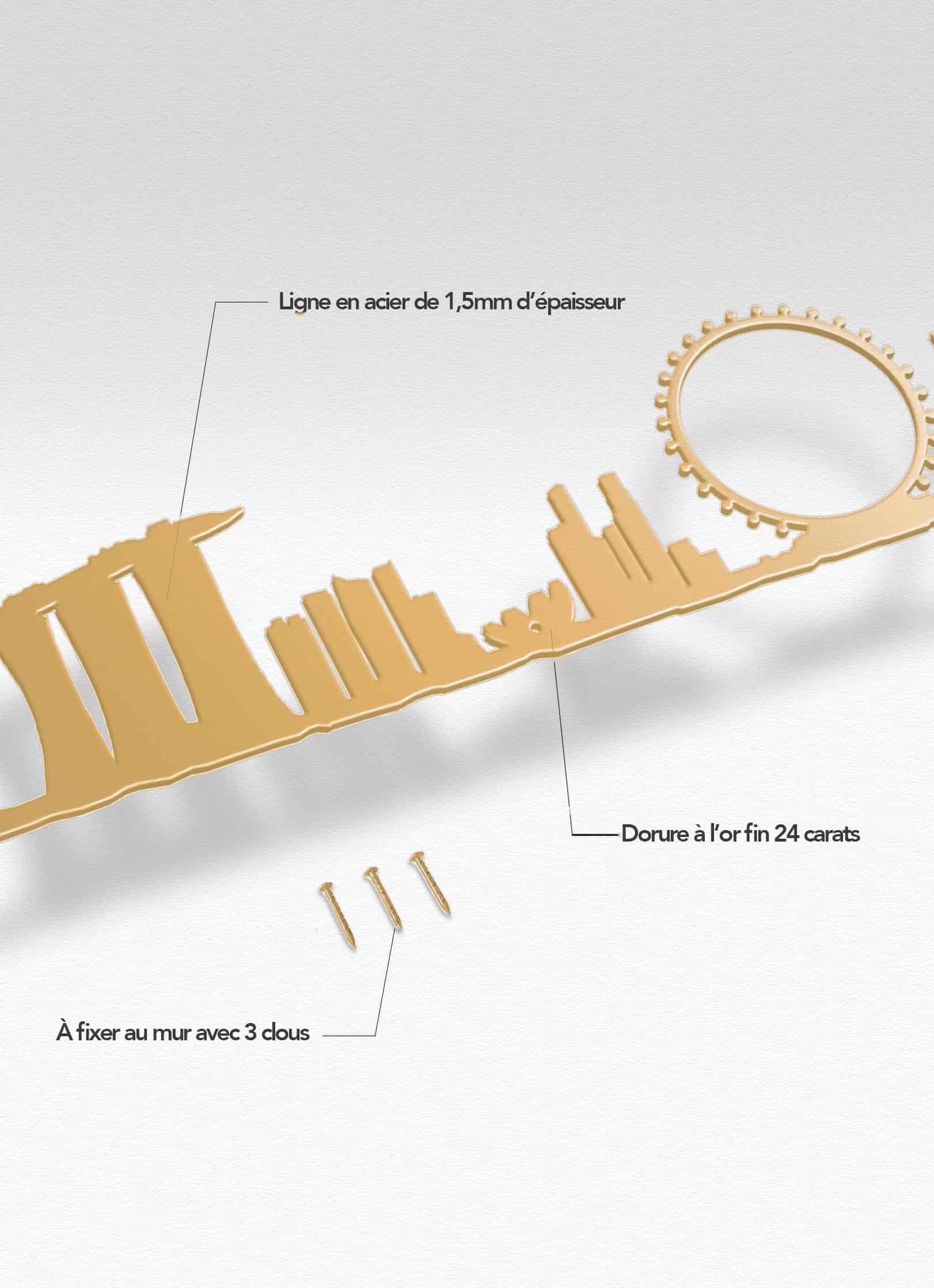 Presentation of the skyline of Singapore doré