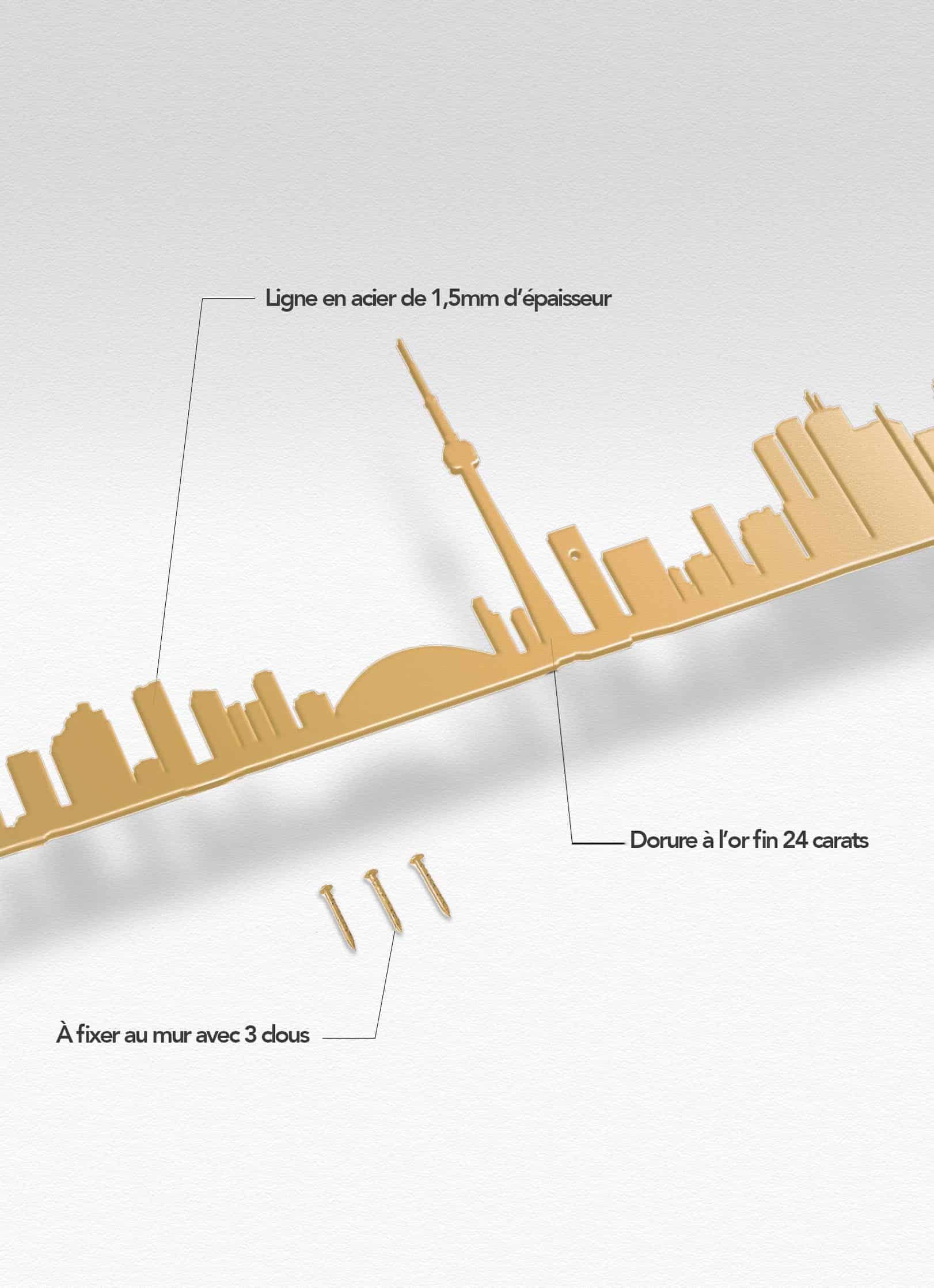 Présentation de la silhouette murale de la ville de Toronto doré