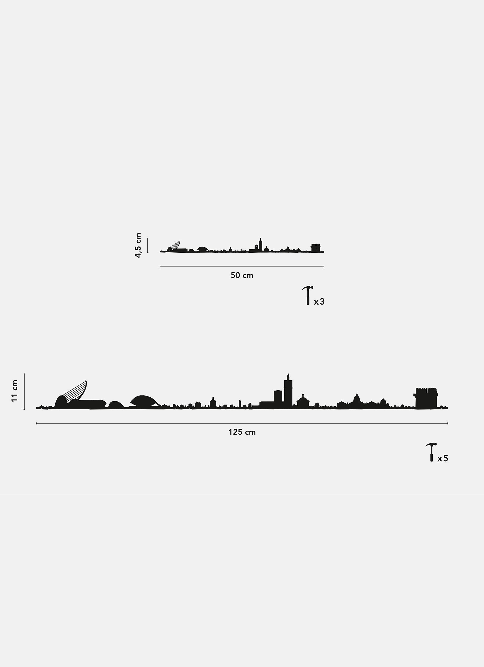 Différentes dimensions de la ligne décorative de Valence XL