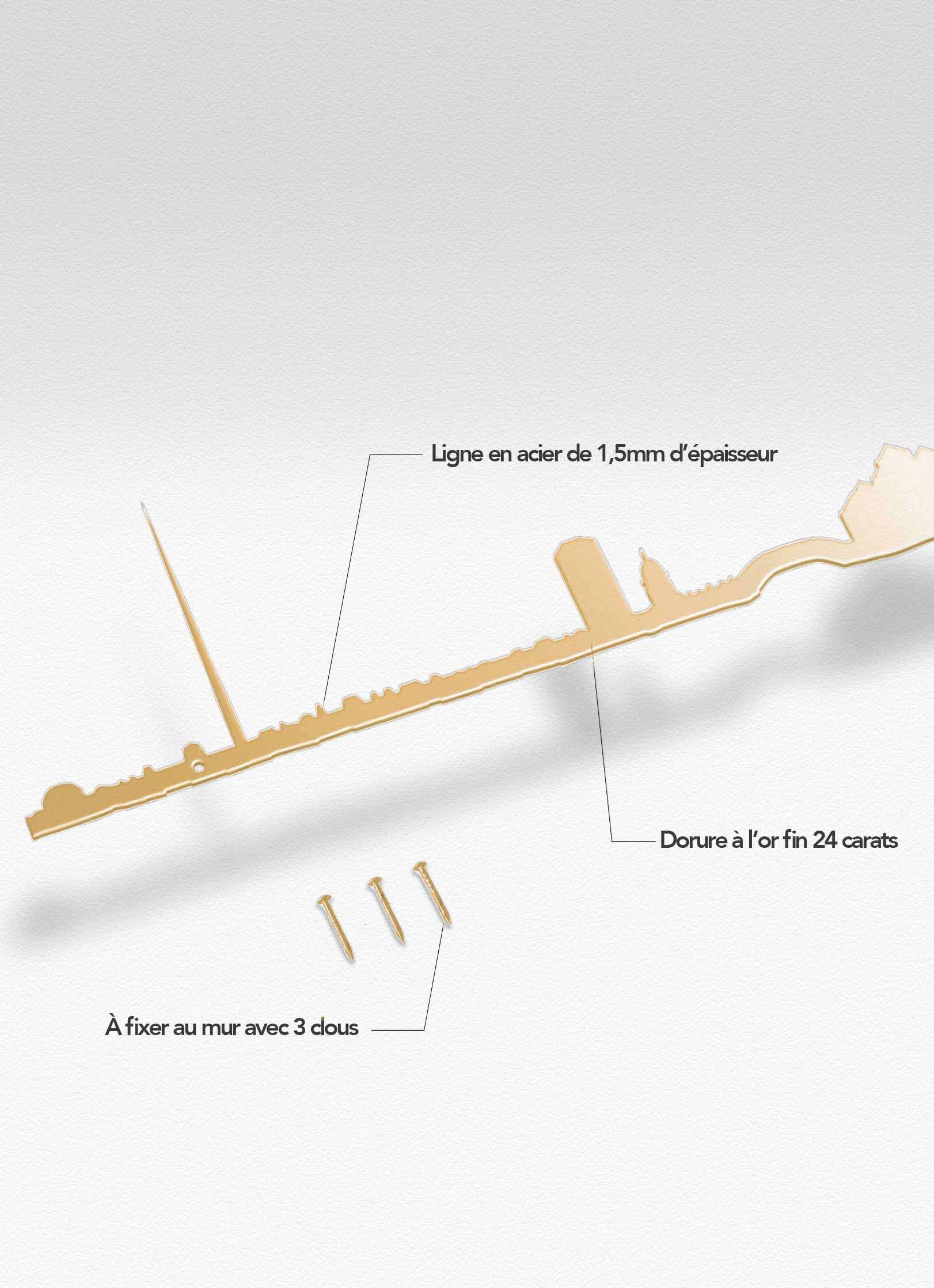 Presentation of the skyline of Dublin doré