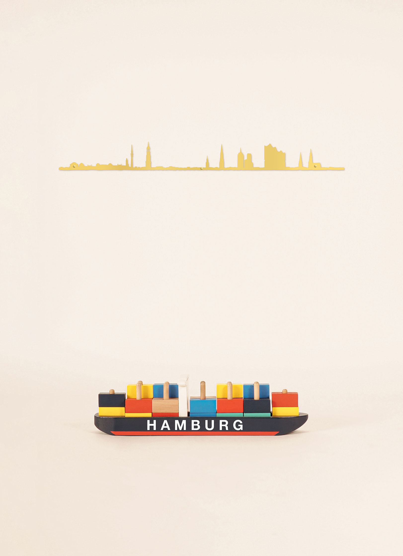 Cliché skyline de Hamburg doré